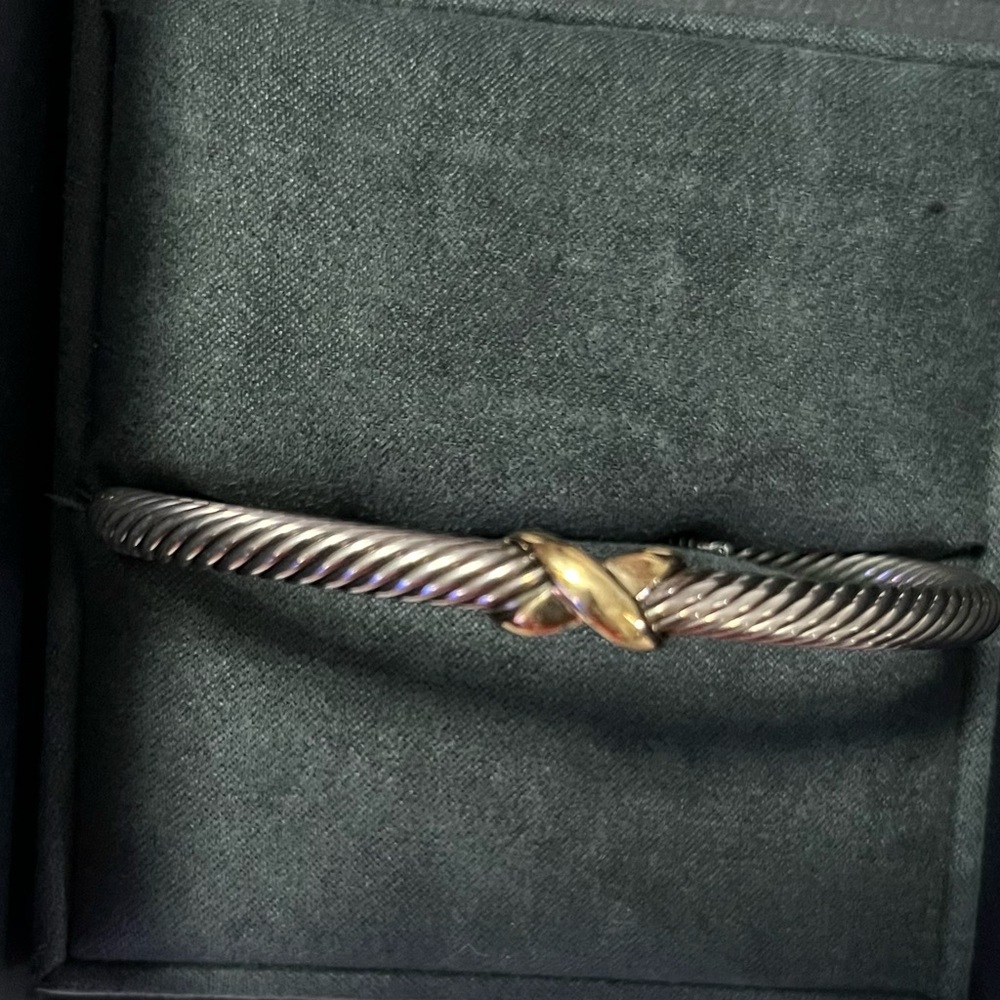 Silver and Gold Twisted Bangle Bracelet